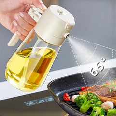 Glass Oil Bottle & Dispenser Jug Dual-purpose Oil Dispenser For Pouring And Spraying, High-pressure Sprayer For Even Oil Distribution 450ml (random Color)